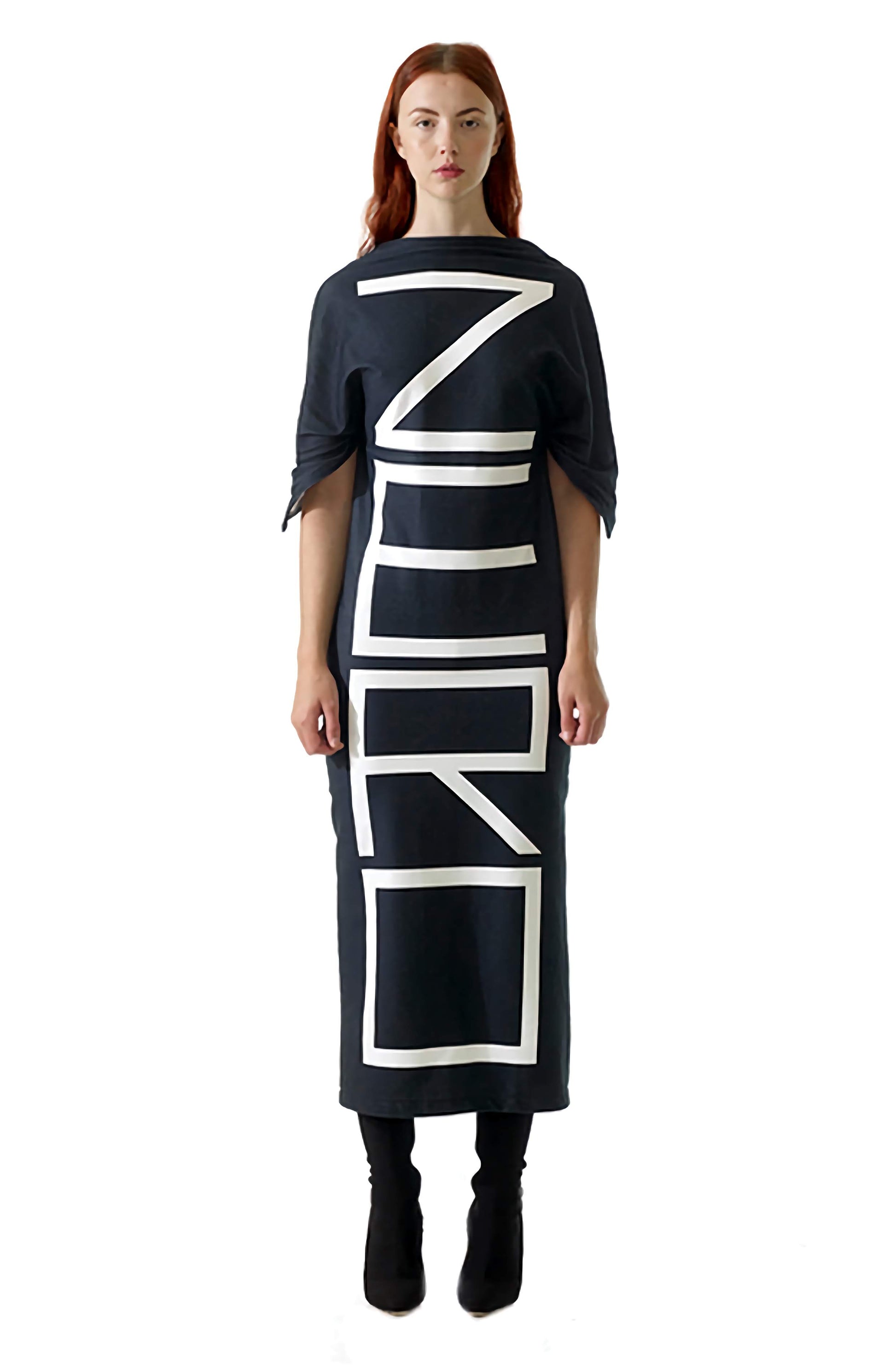 Dramatic, unique and bold organic dress with a sustainable story. A deluxe zero-waste design