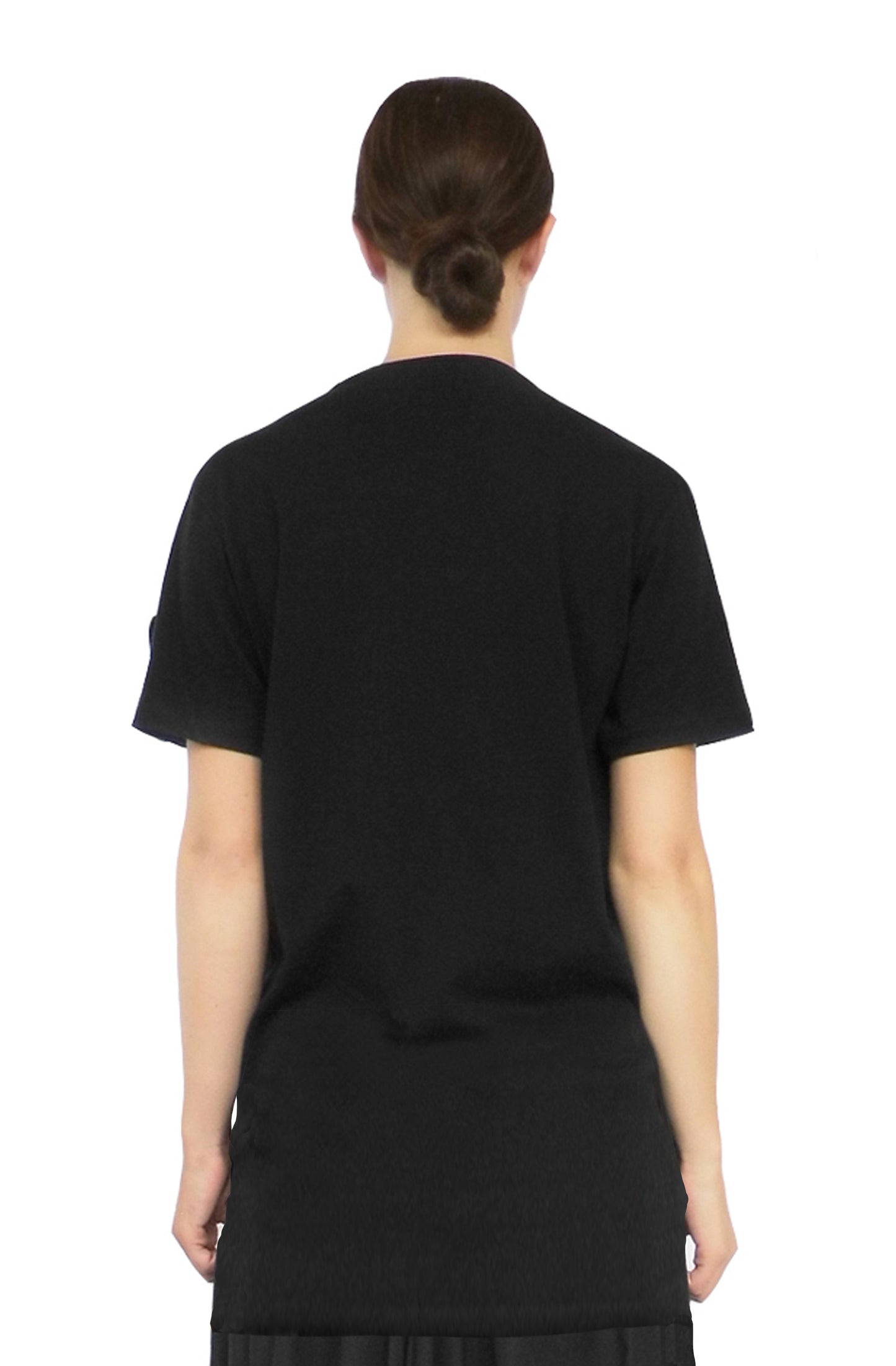 Back view of the creative black organic cotton, unisex, pillow top dress