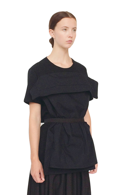 Pillow t-shirt in  black organic cotton. Genderless fashion made in UK