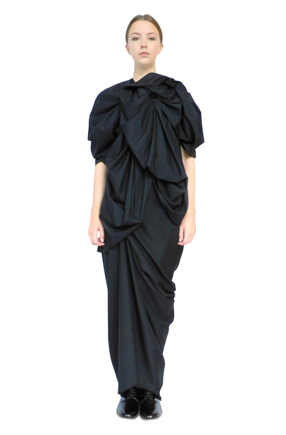 Fabulous high fashion style designer rosette blouse top, handcrafted drape clothing