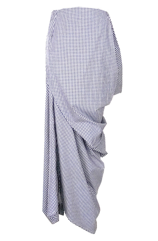 Black and white check draped skirt with exceptional wrap over front and long full length