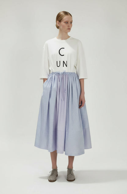 Zero waste sustainable recycled shirt skirt innovative womenswear high fashion by Cunnington & Sanderson