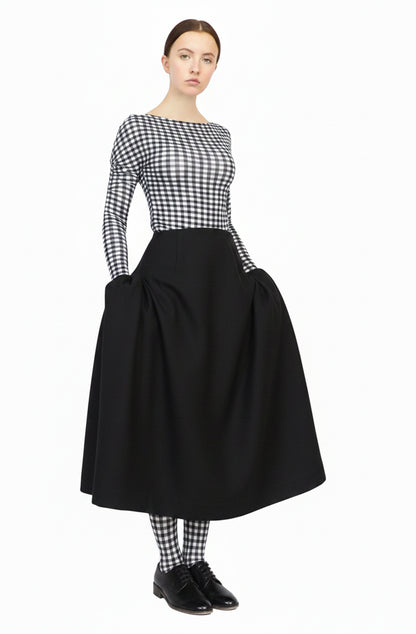 Blanket skirt in yorkshire merino wool zero waste design by Cunnington & Sanderson