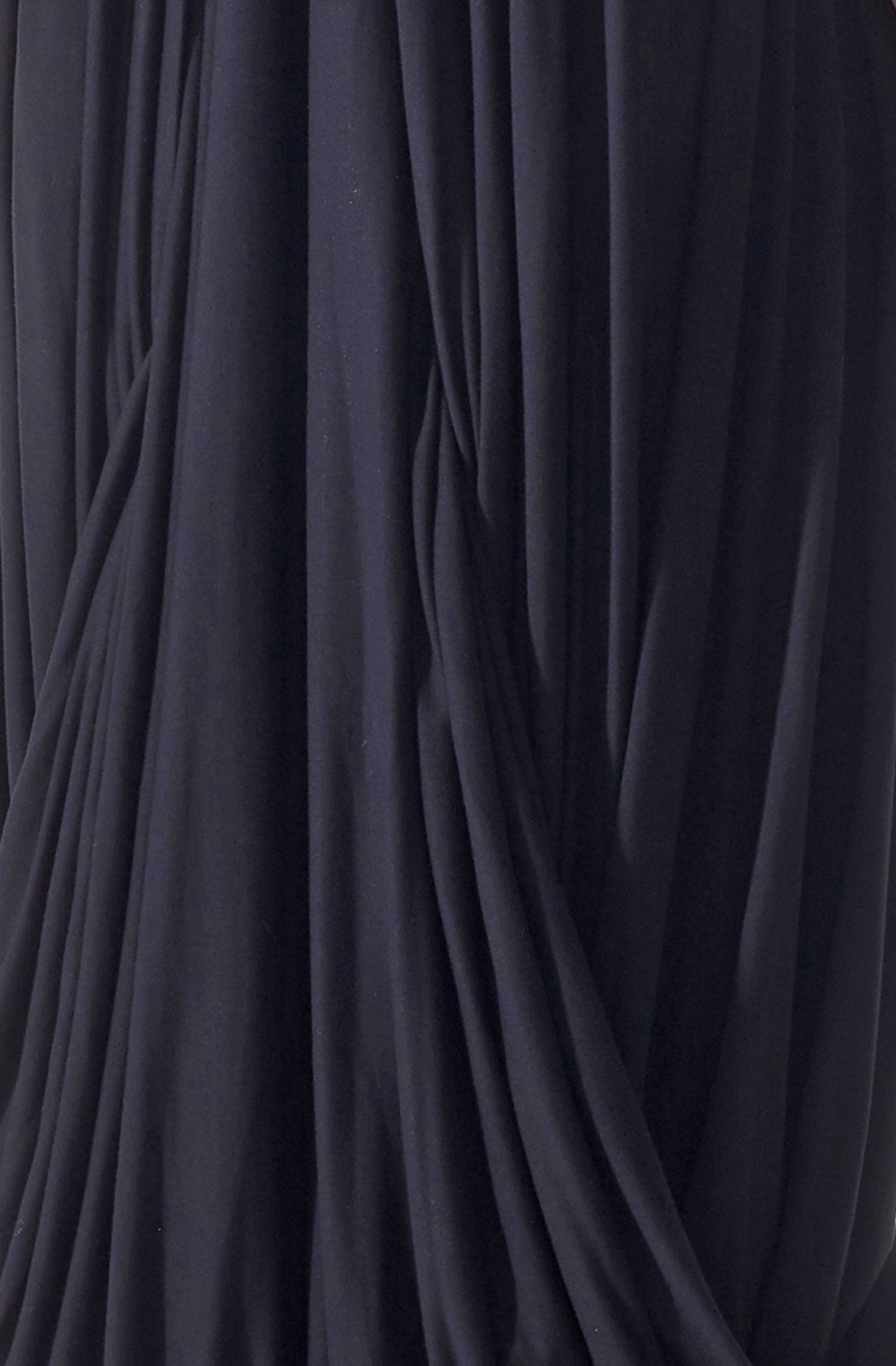 Close-up zero waste hail mary dress black drapes
