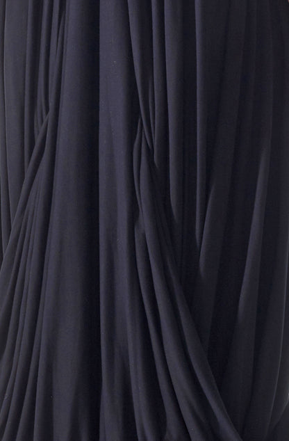 Close-up zero waste hail mary dress black drapes