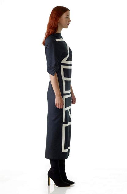 Zero-waste luxury organic cotton dress right side view made in the UK