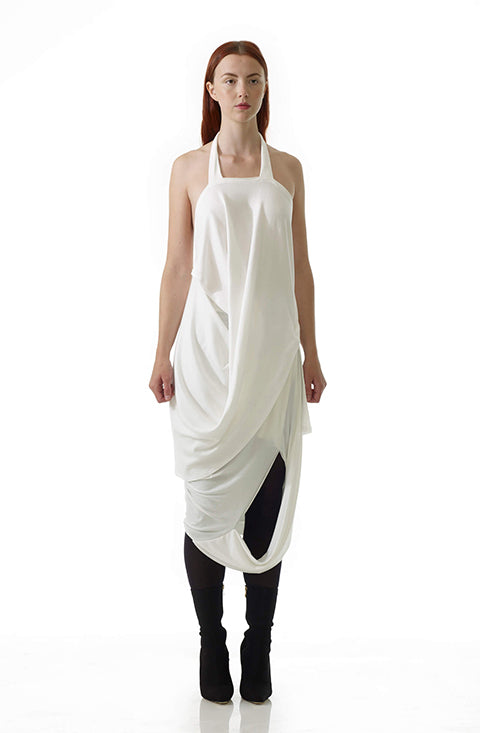 organic cotton white missing top is a zero waste innovative and sustainable timeless fashion design